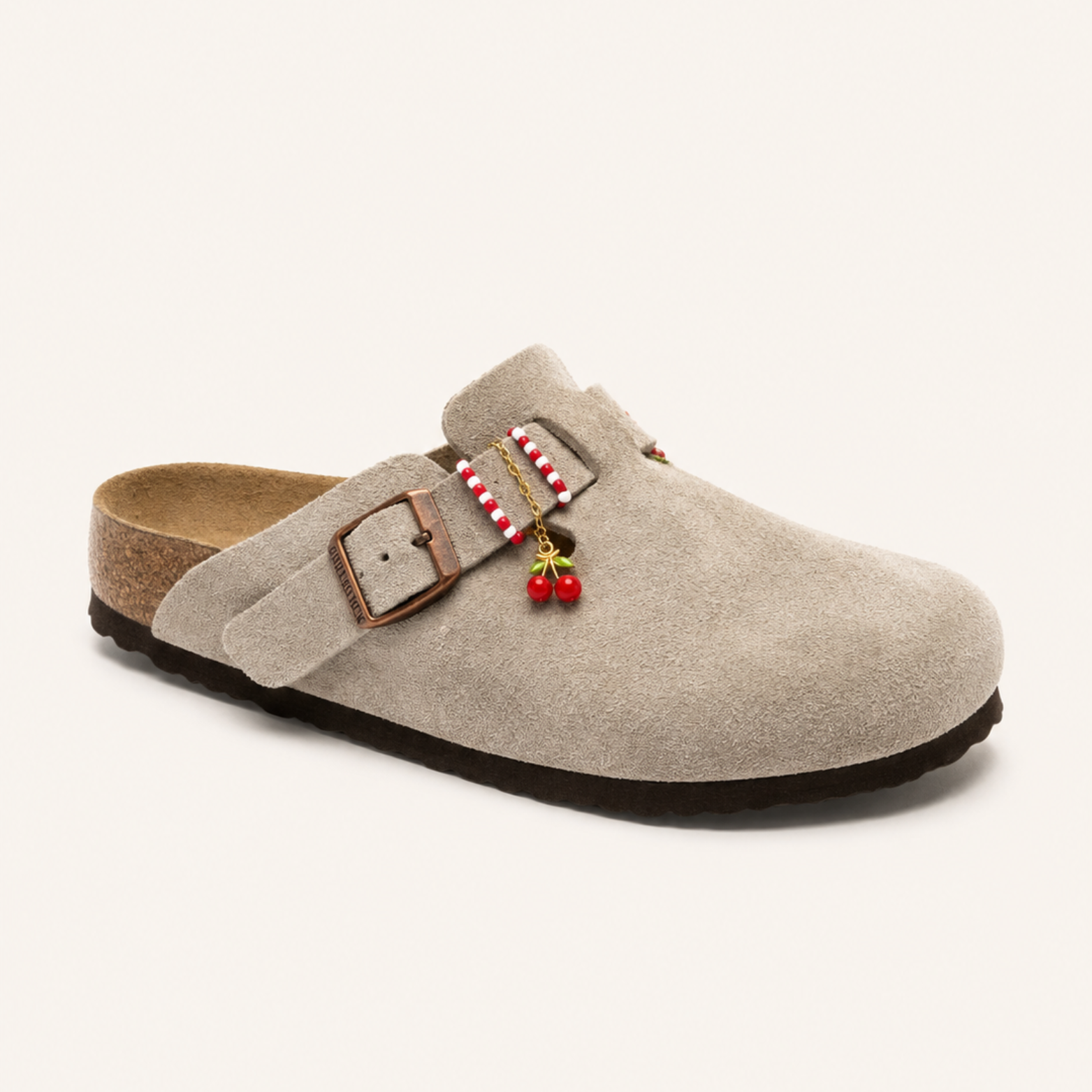 Cherry | Charms de Birkenstocks rouges en acier inoxydable