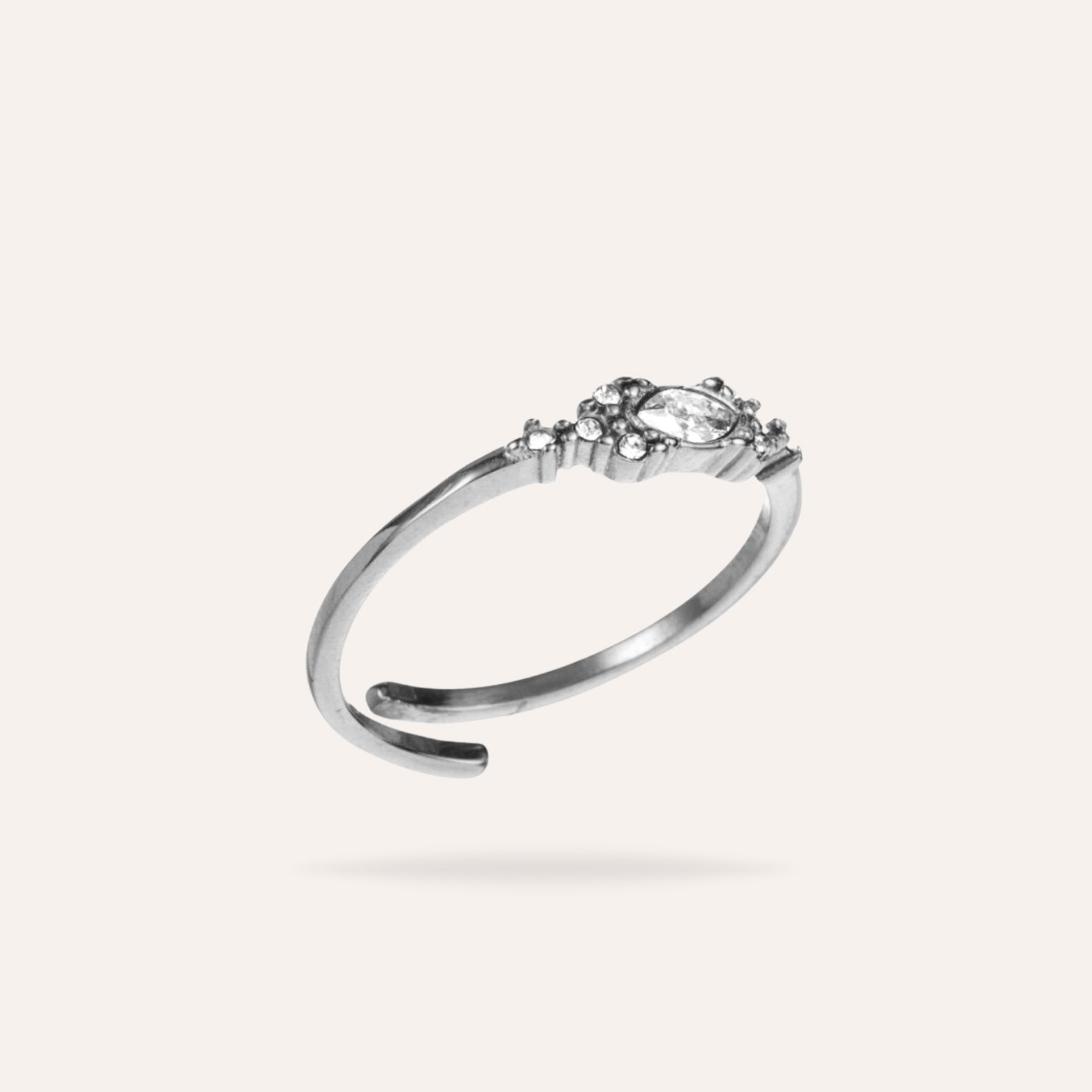 Amélie | Bague en acier inoxydable et zircons