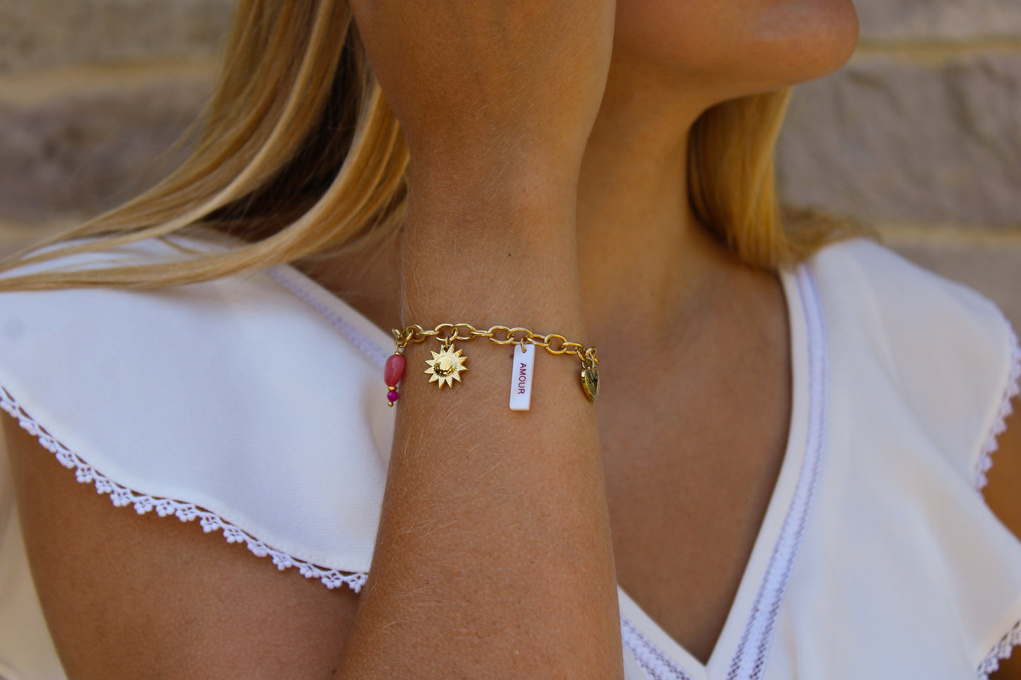 Amour | Bracelet breloques en acier inoxydable