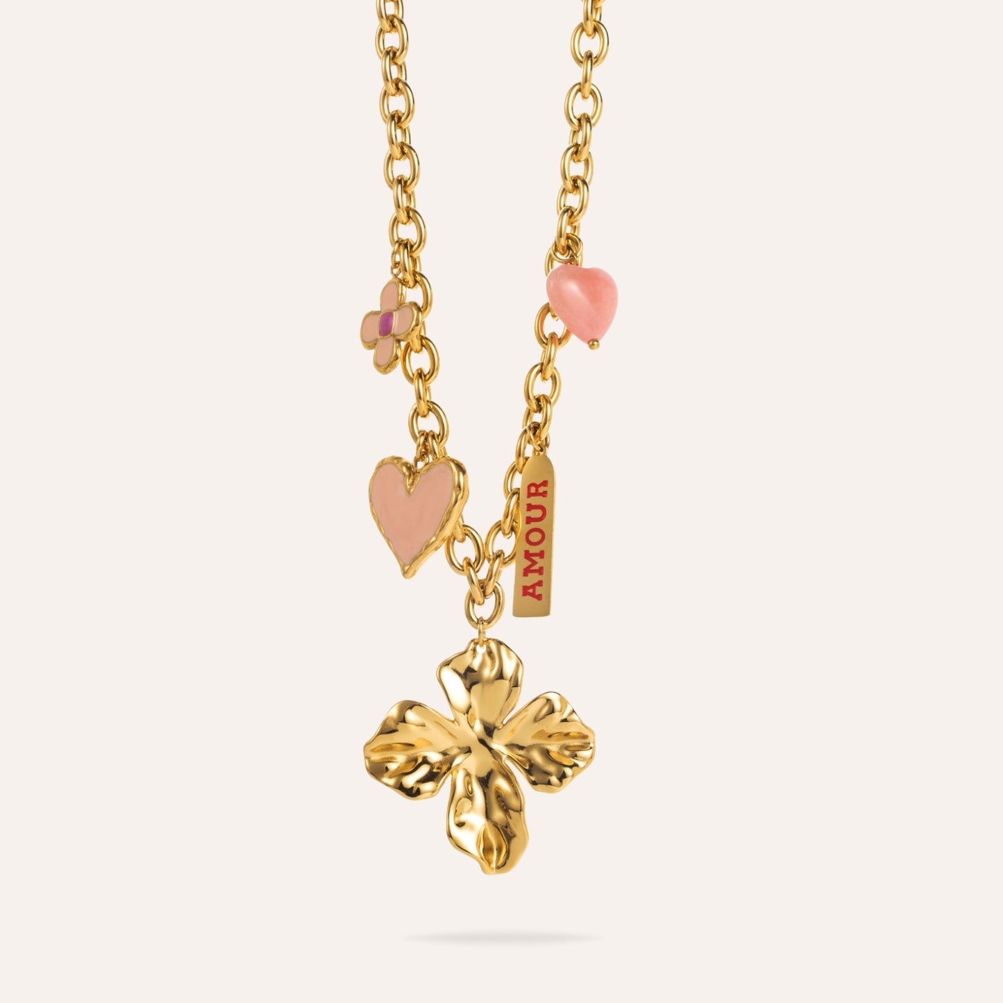 Amour | Collier breloques en acier inoxydable