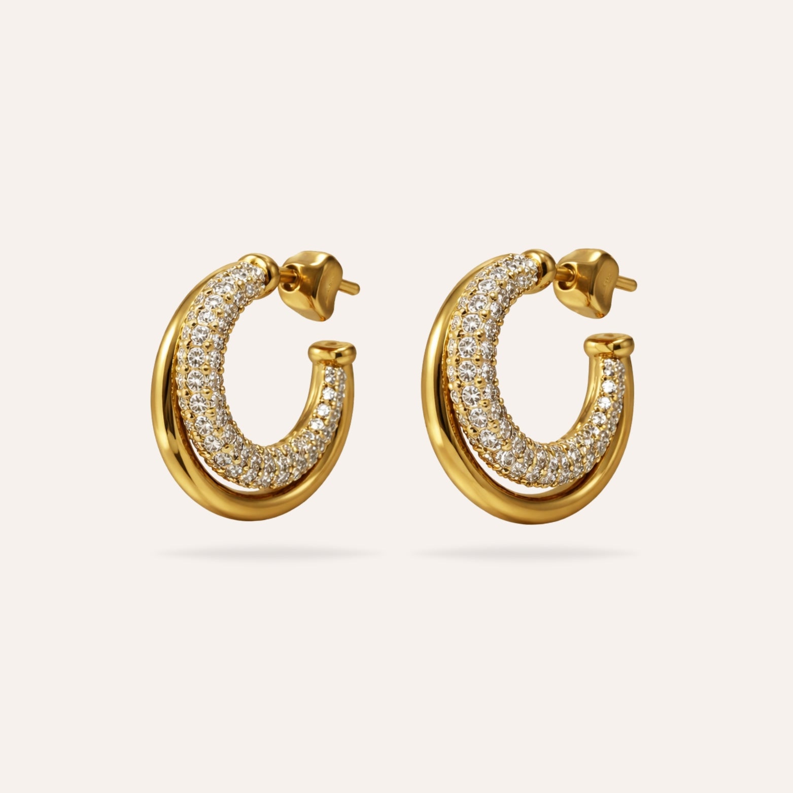 Anaelle | Boucles d'oreilels créoles en acier inoxydable et zircons