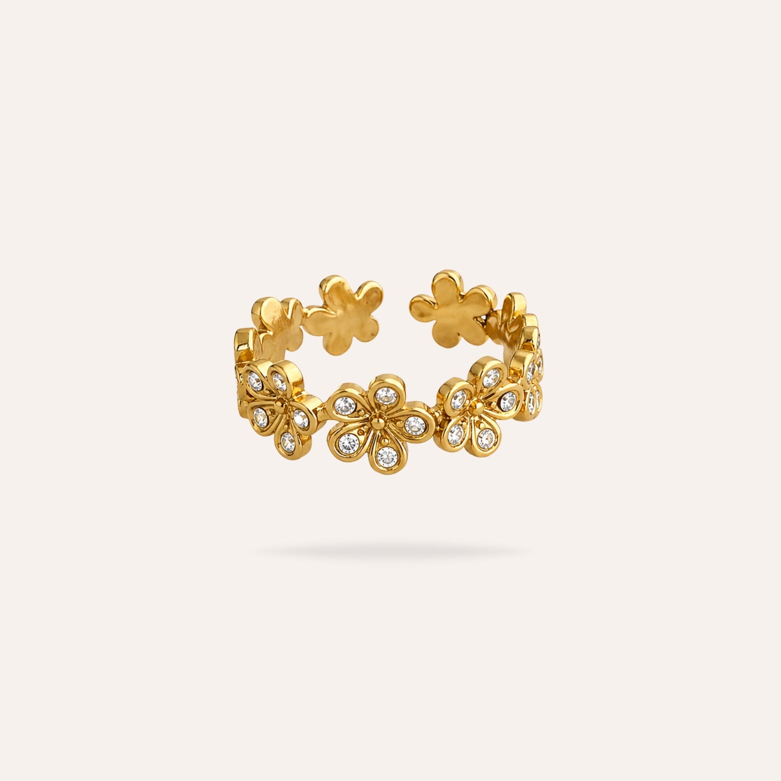 Angela | Bague fleurs en acier inoxydable