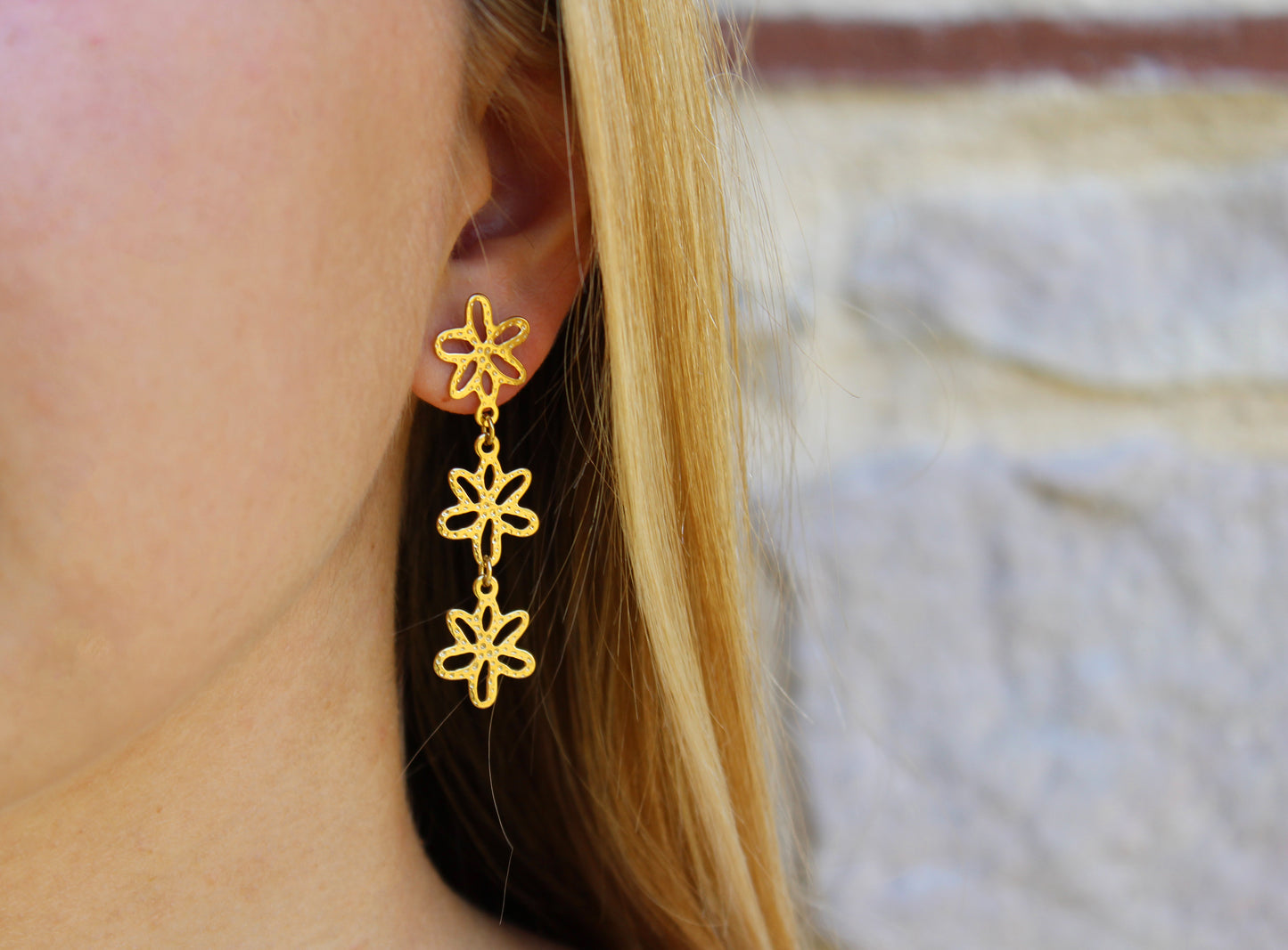 Angélina | Boucles d'oreilles fleurs en acier inoxydable