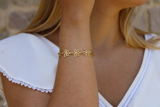 Angélina | Bracelet fleurs en acier inoxydable