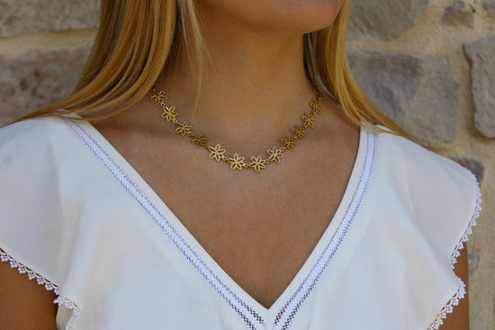 Angélina | Collier fleurs en acier inoxydable