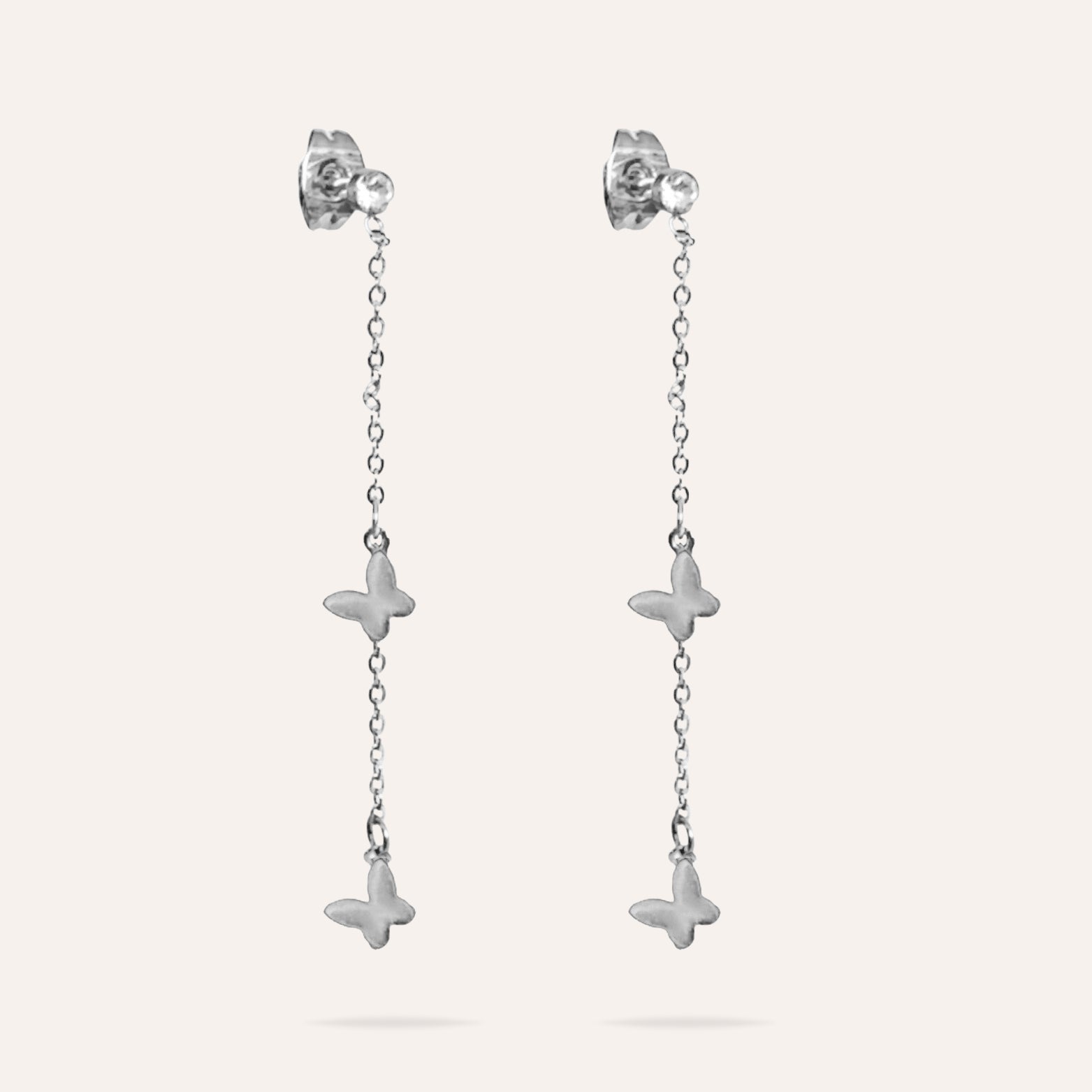 Anna | Boucles d'oreilles en acier inoxydable et zircons