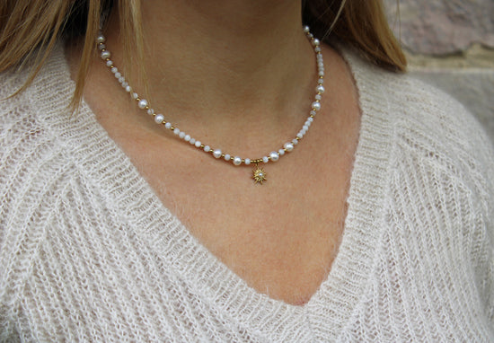 Aria | Collier en perles d'eau douce et acier inoxydable