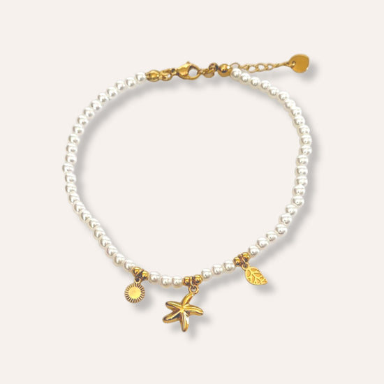 ARIEL | Bracelet de cheville en acier inoxydable et perles