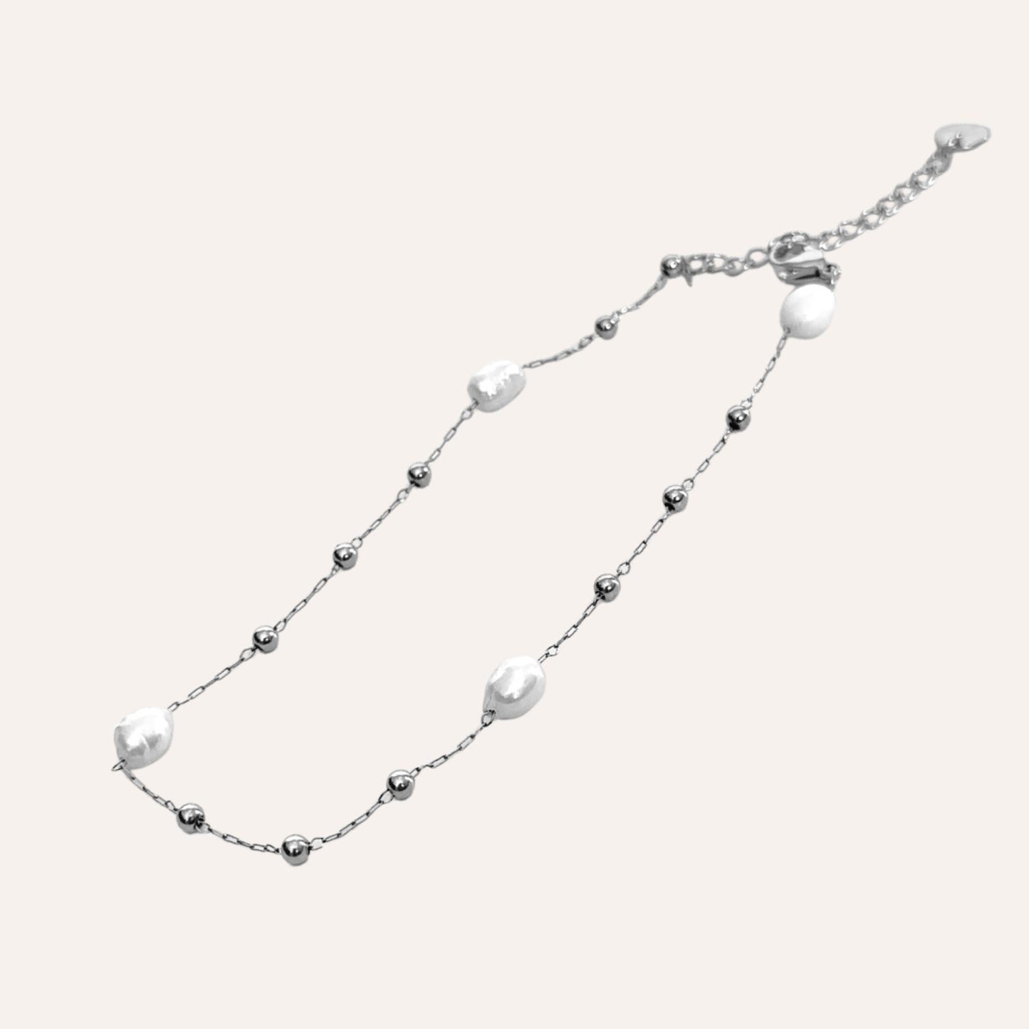 Aurore | Bracelet de cheville en acier inoxydable et perles