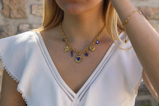 Azura | Collier charms fait main en acier inoxydable