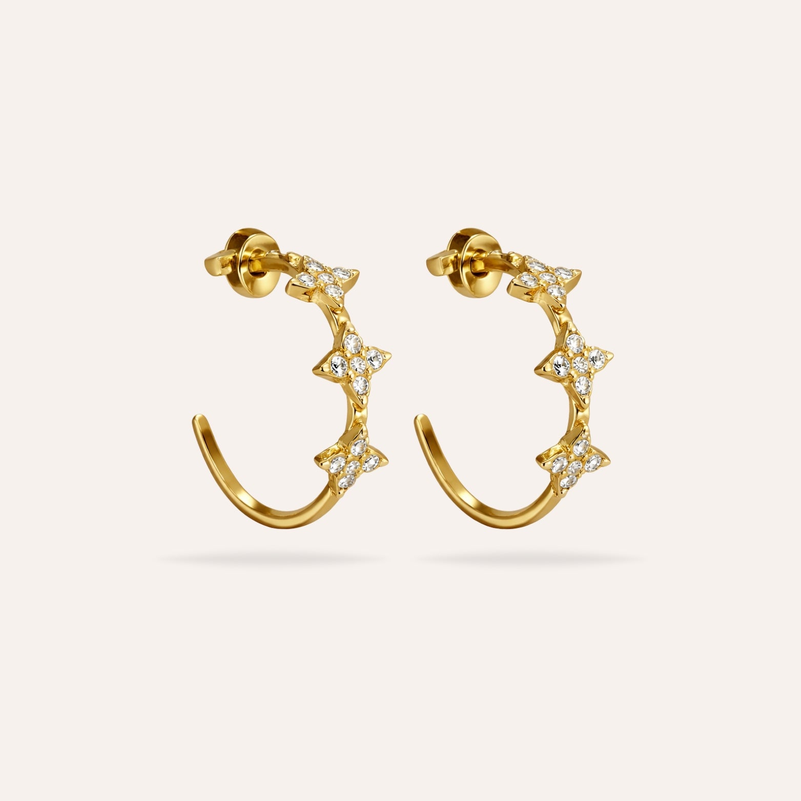 Athena | Boucles d'oreilles créoles en acier inoxydable et zircons