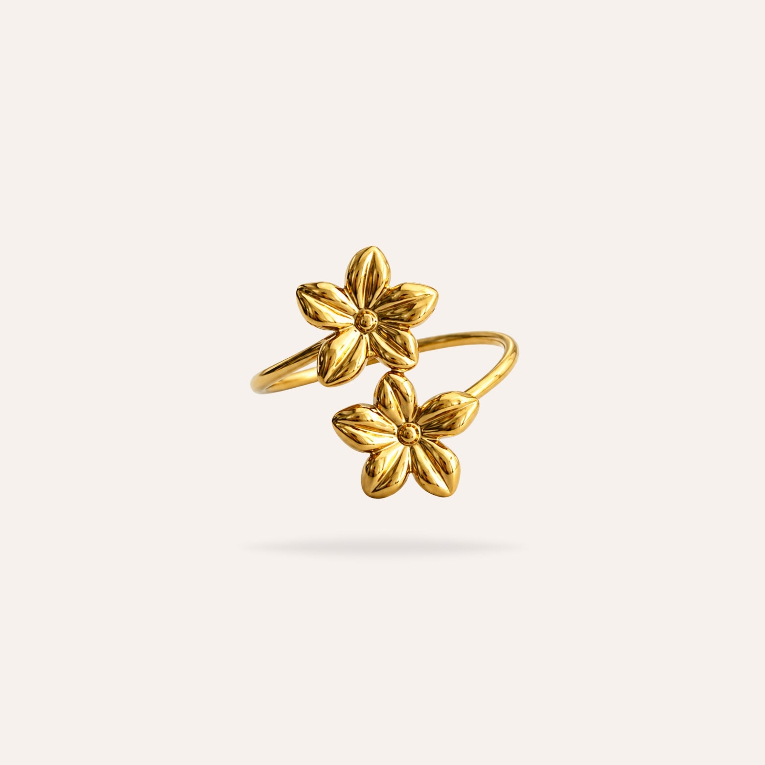 Bella | Bague double fleurs en acier inoxydable