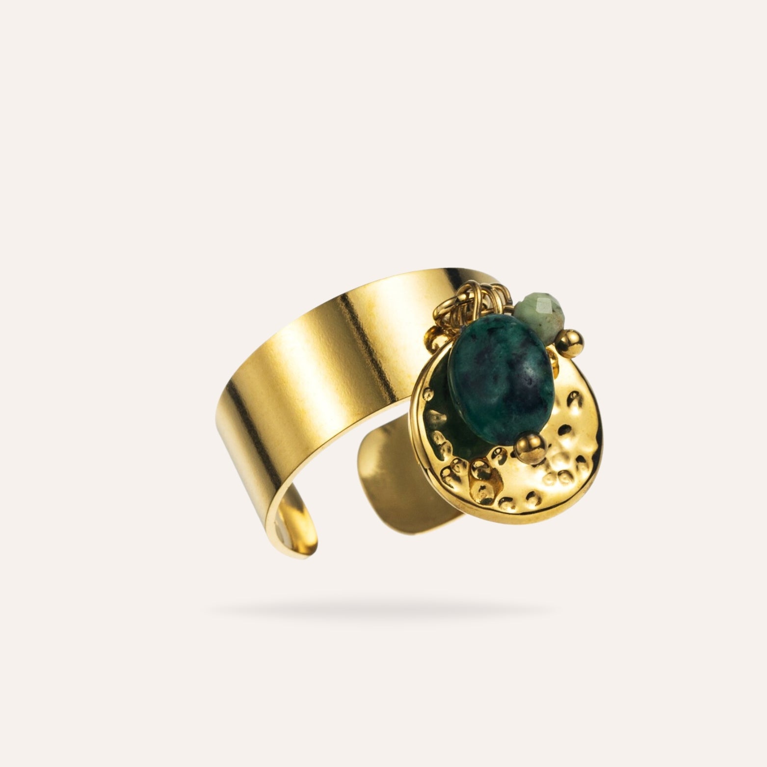 Bianca | Bague en acier inoxydable et pierre naturelle