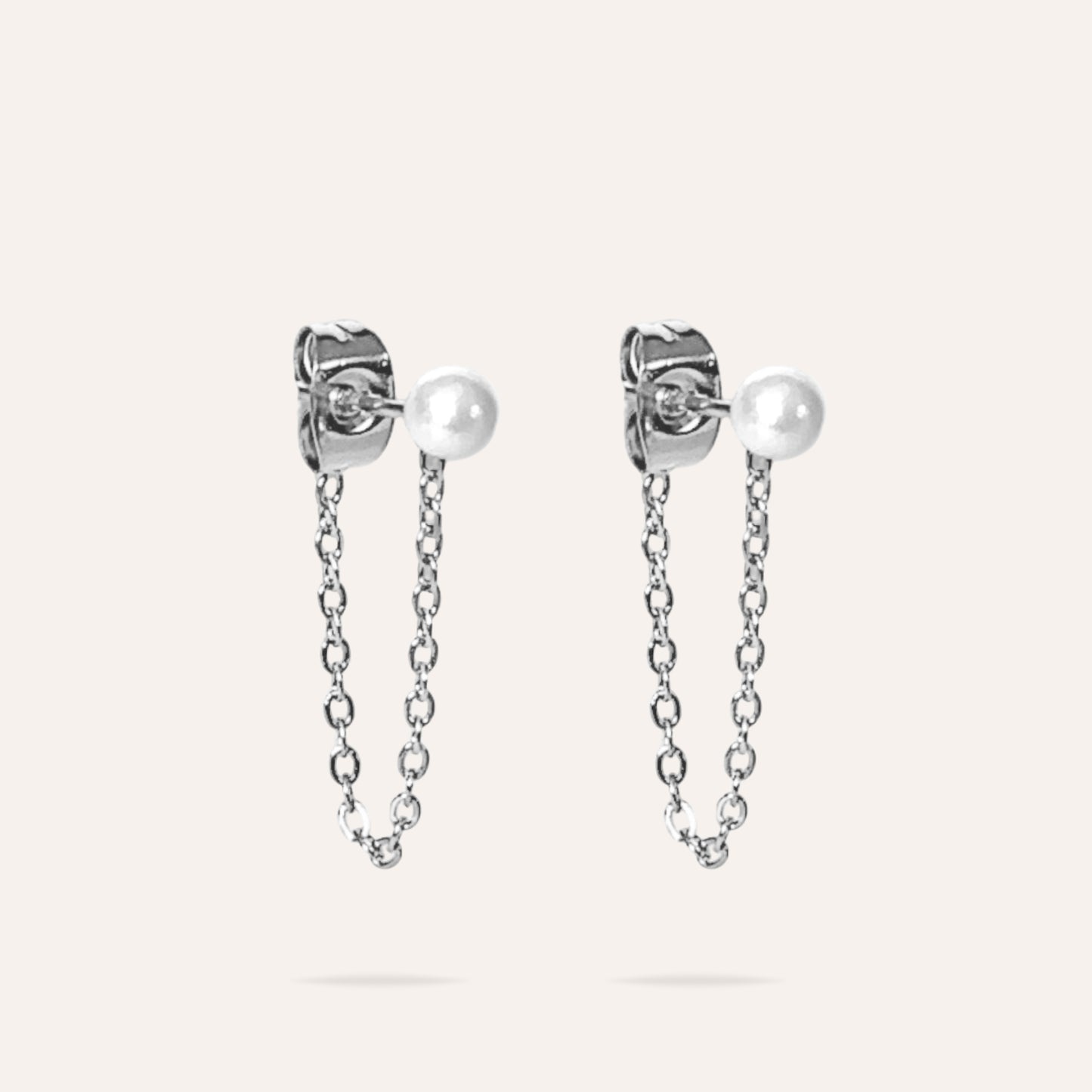 Blanche | Boucles d'oreilles en acier inoxydable et perles