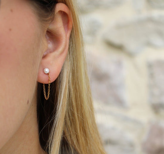 Blanche | Boucles d'oreilles en acier inoxydable et perles