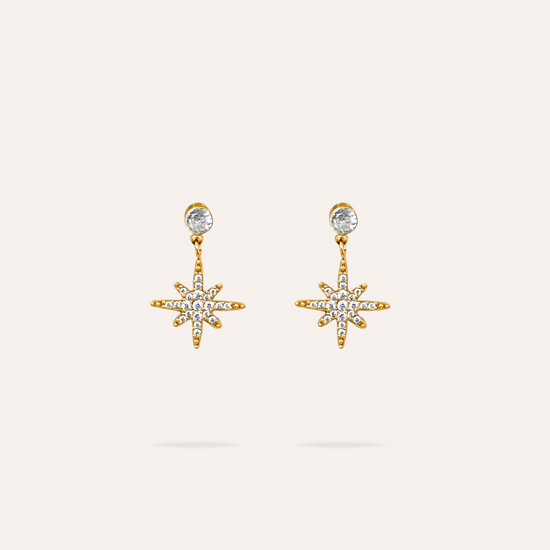 Agathe | Boucles d'oreilles étoiles en acier inoxydable et zircons