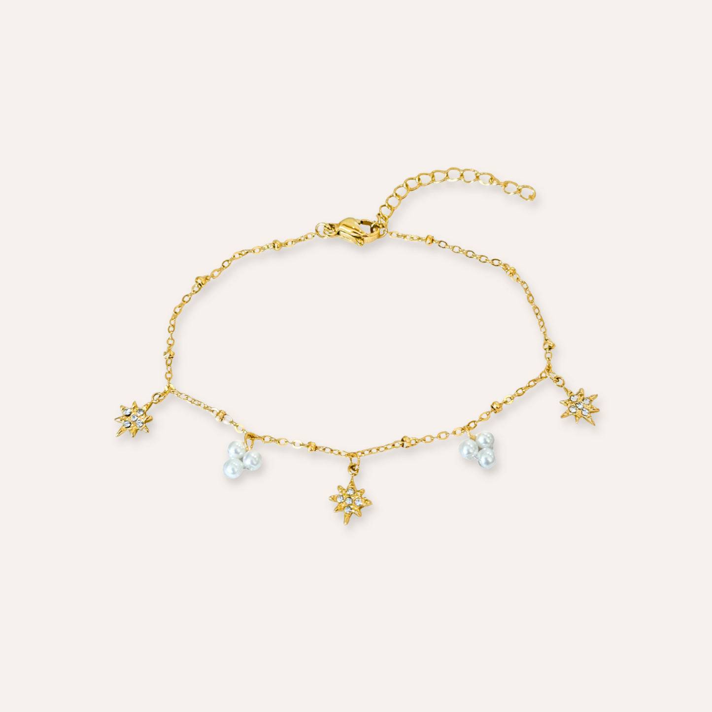 Agathe | Bracelet en acier inoxydable, perles et zircons