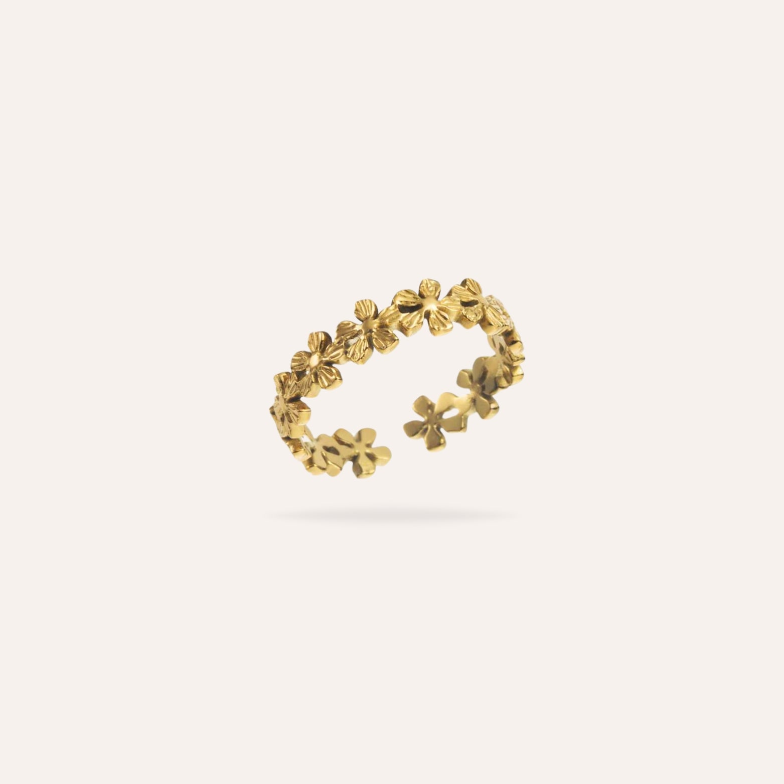 Camelia | Bague fleur en acier inoxydable