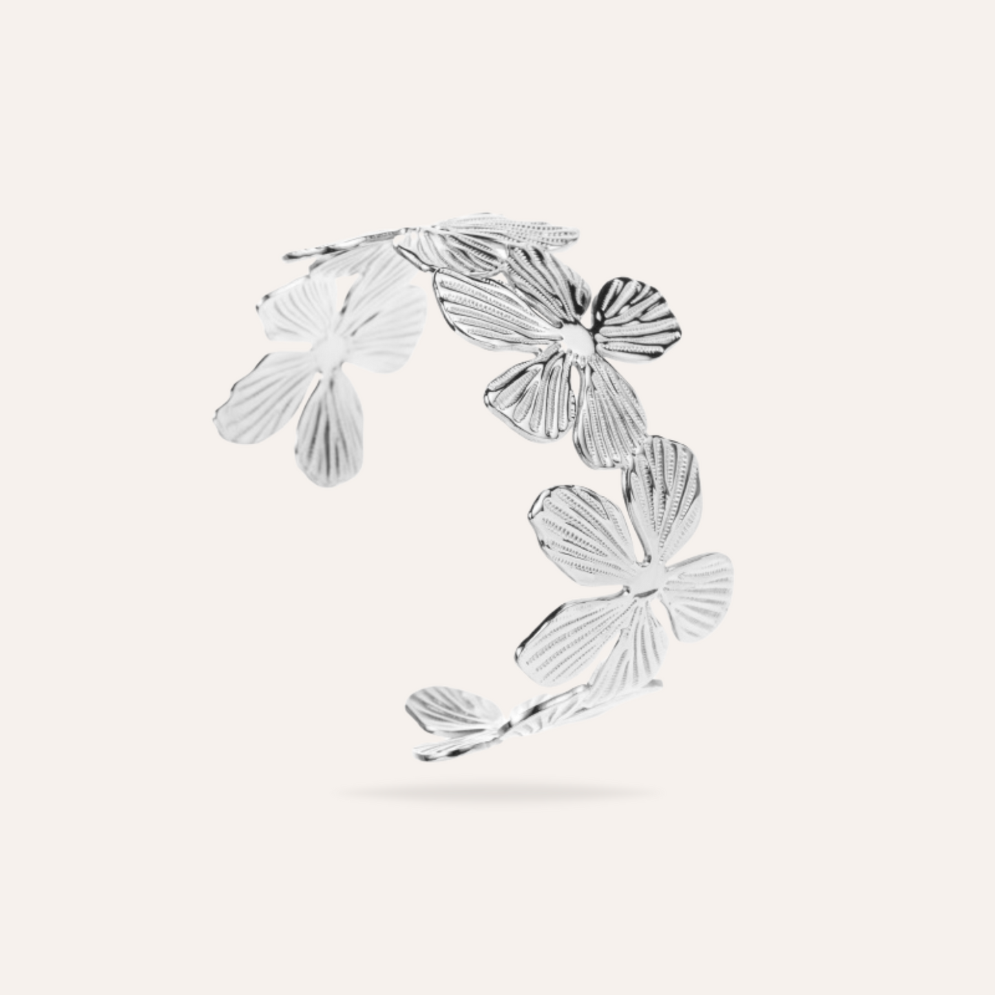 Camelia | Bracelet jonc grosses fleurs en acier inoxydable