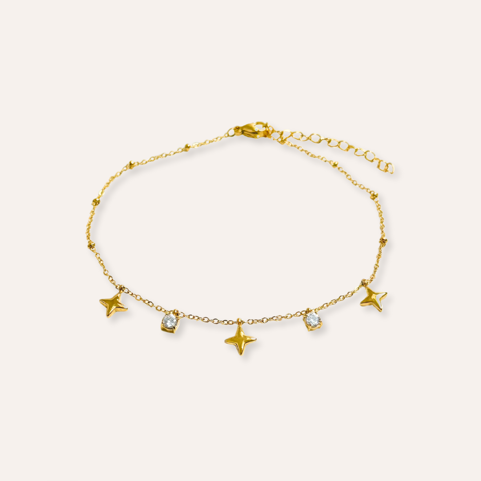 Célia | Bracelet de cheville en acier inoxydable et zircons