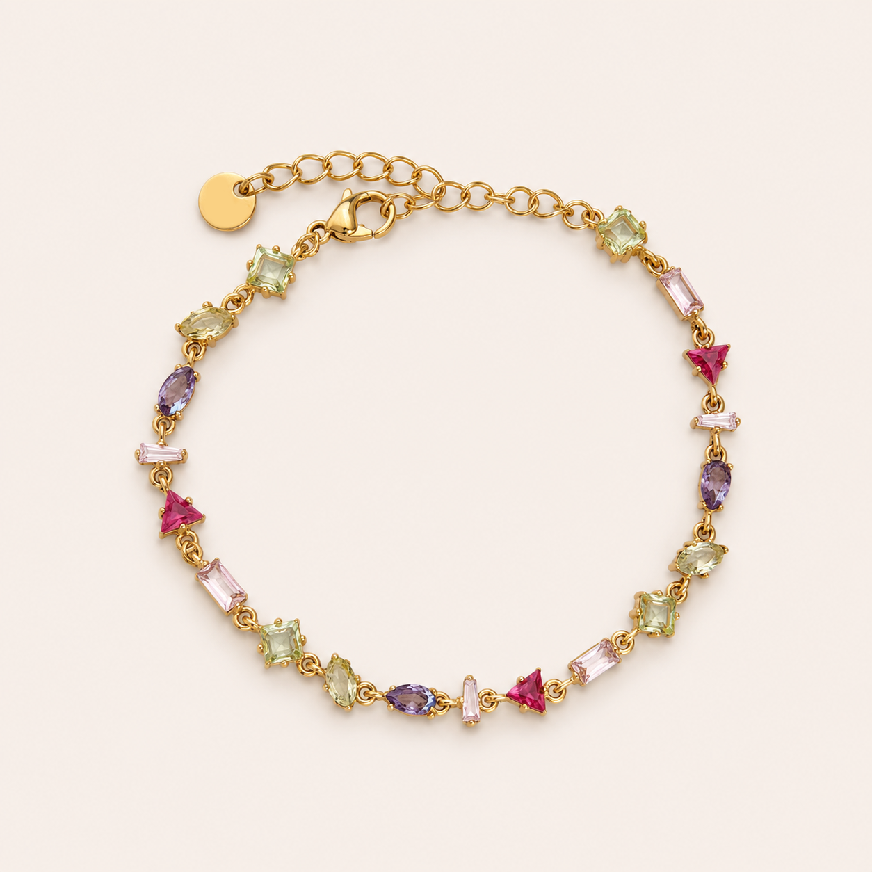 Charlotte | Bracelet pierres colorées en acier inoxydable et zircons