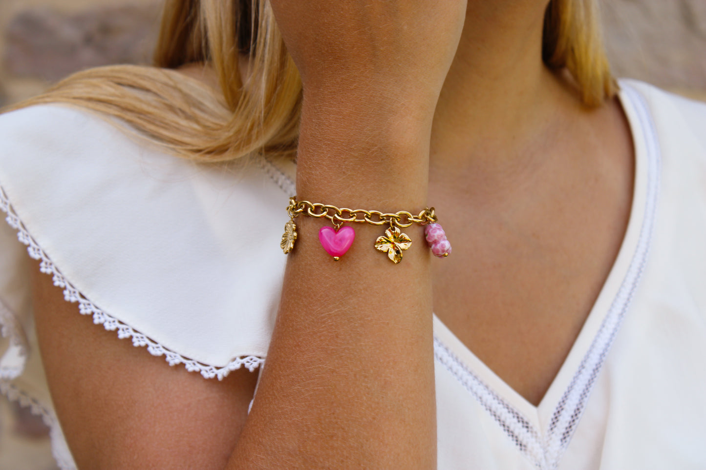 Chloé | Bracelet breloques en acier inoxydable