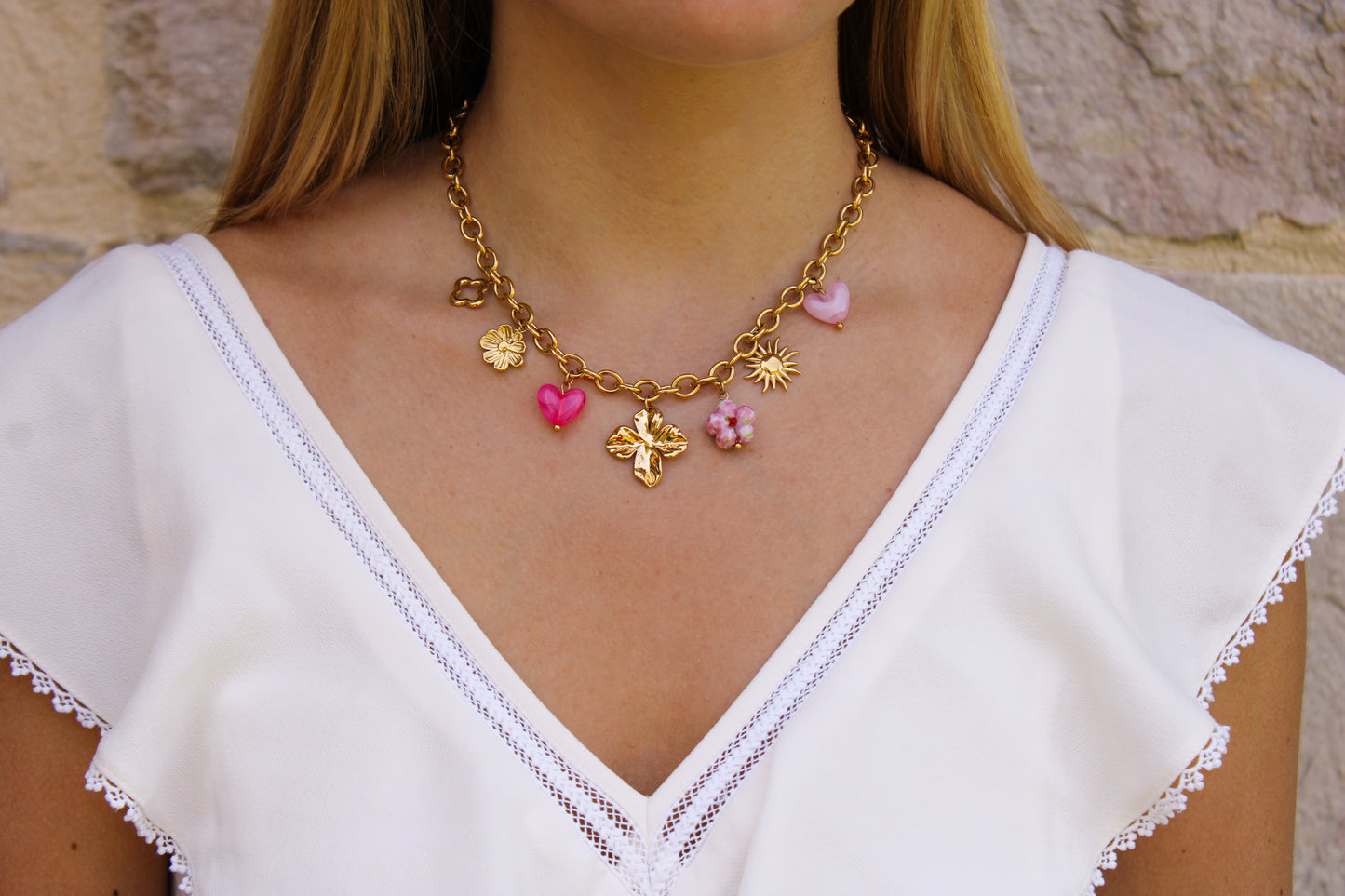 Chloé | Collier breloques en acier inoxydable