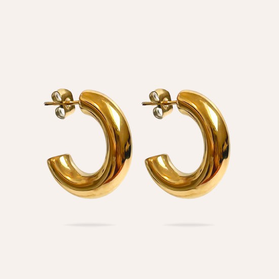 Clarisse | Boucles d'oreilles créoles en acier inoxydable doré