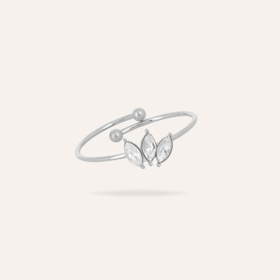 Daisy | Bague en acier inoxydable et zircons