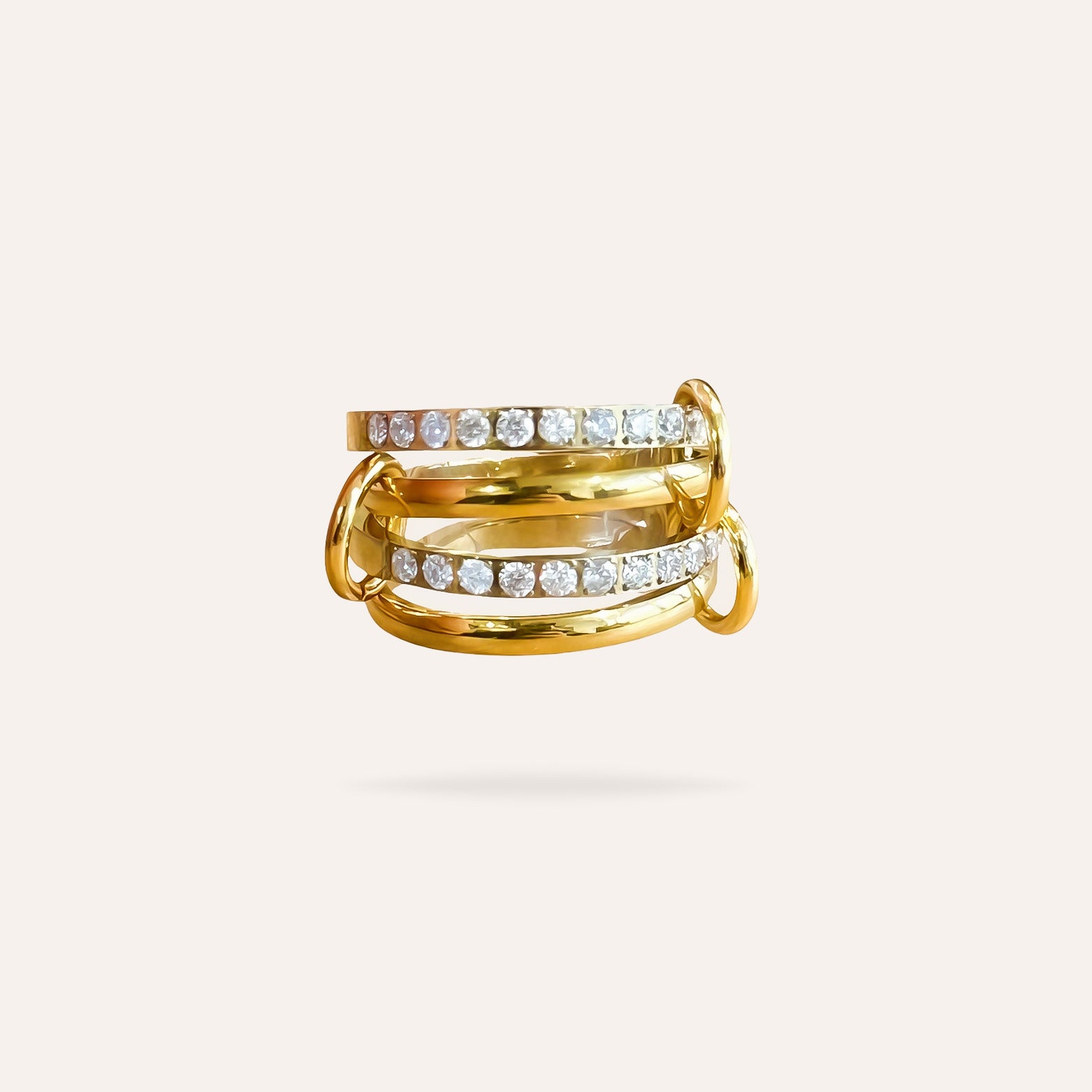 Elisabeth | Bague en acier inoxydable et zircons