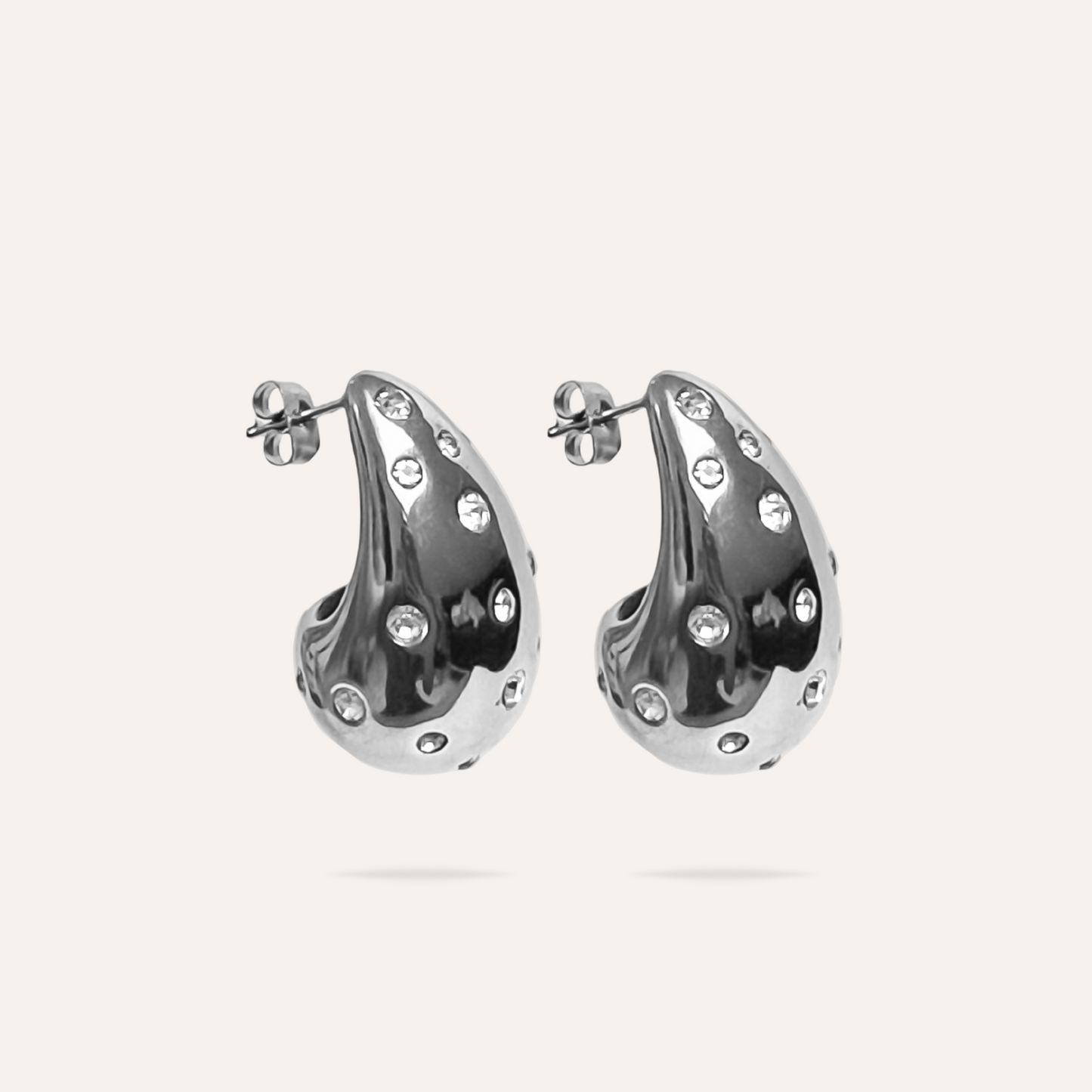 Eden | Boucles d'oreilles en acier inoxydable et zircons