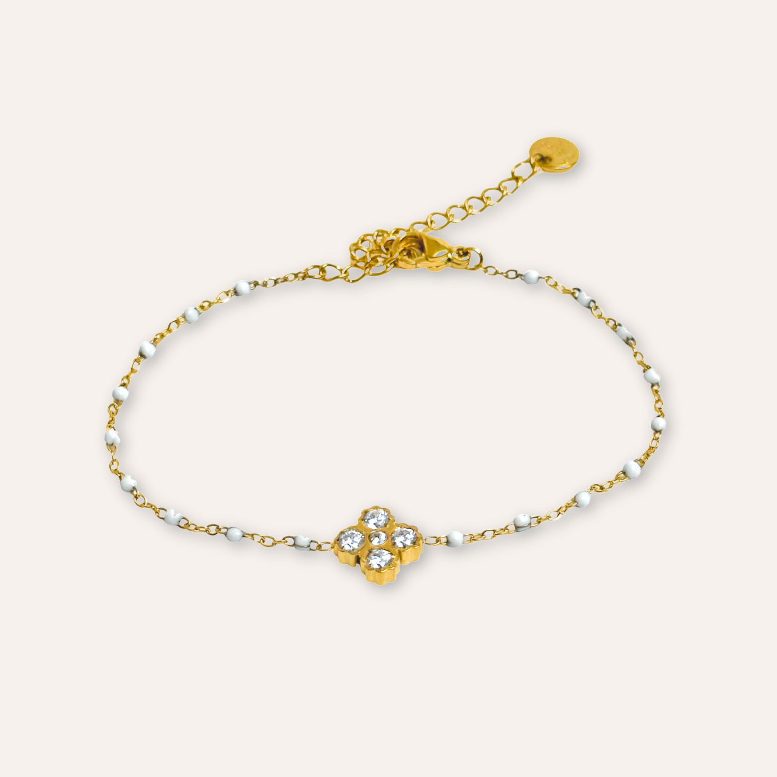 Emma | Bracelet trèfle en acier inoxydable et zircons