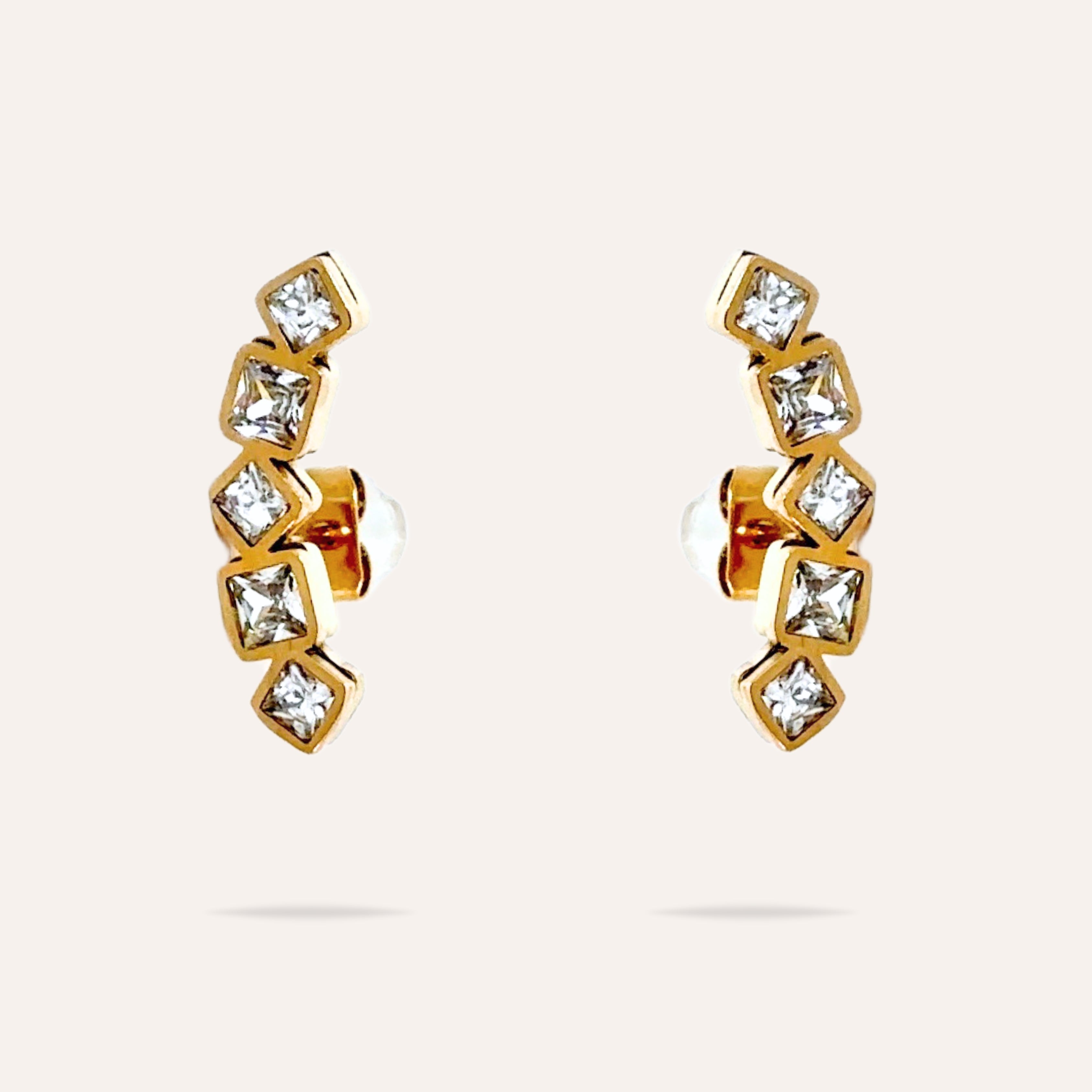 Enola | Boucles d'oreilles en acier inoxydable et zircons