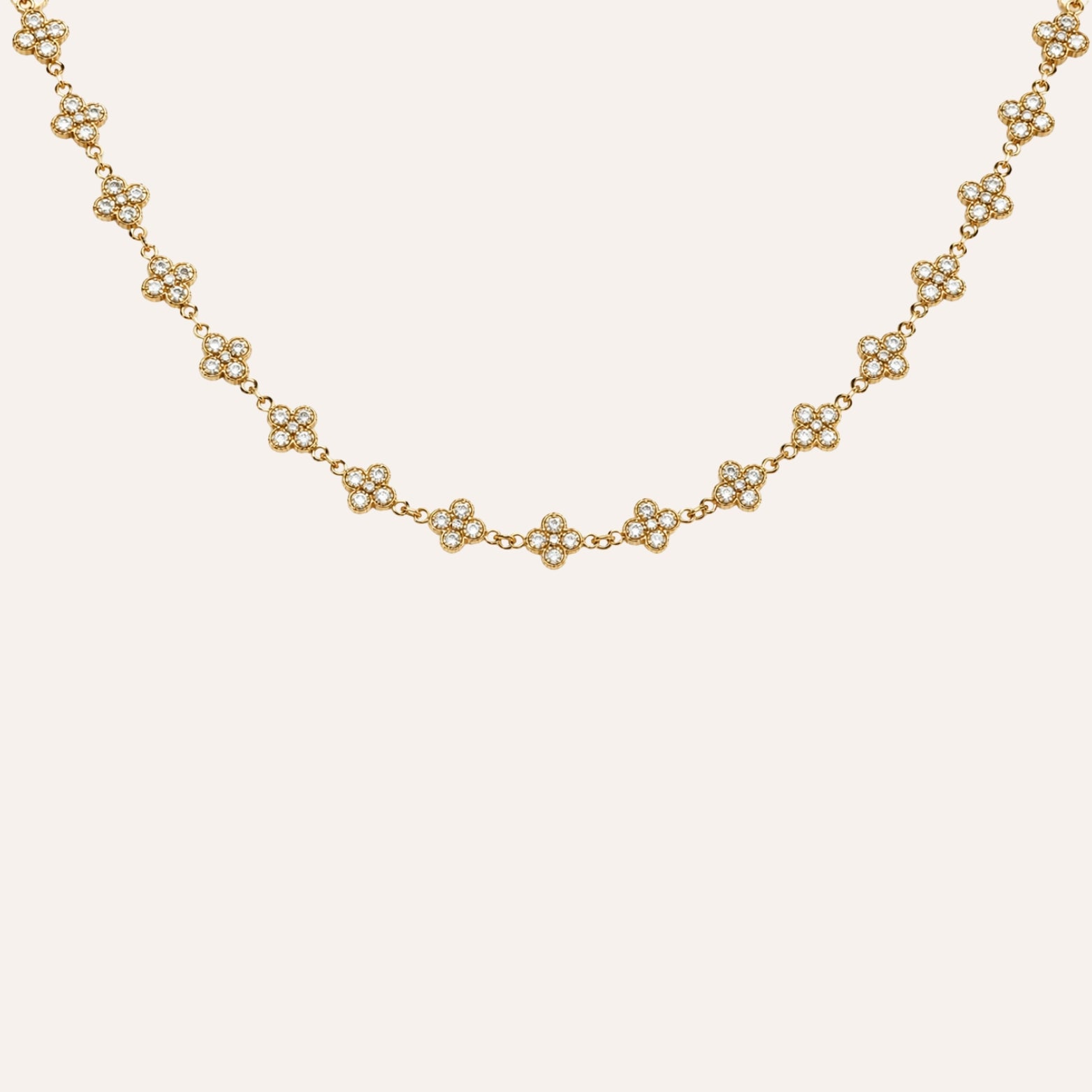 Enora | Collier tréfles en acier inoxydable et zircons