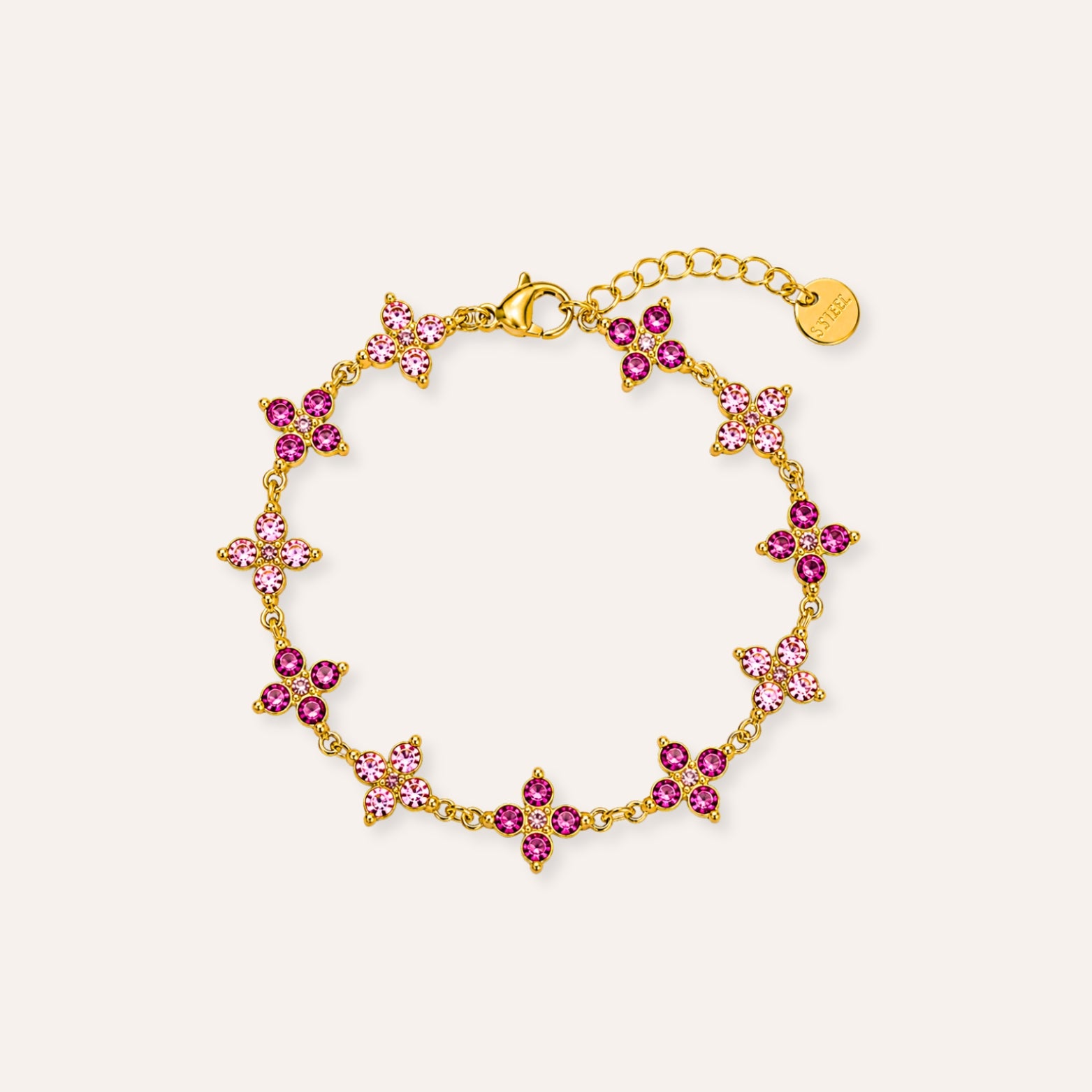 Esmée | Bracelet pierres colorées en acier inoxydable et zircons