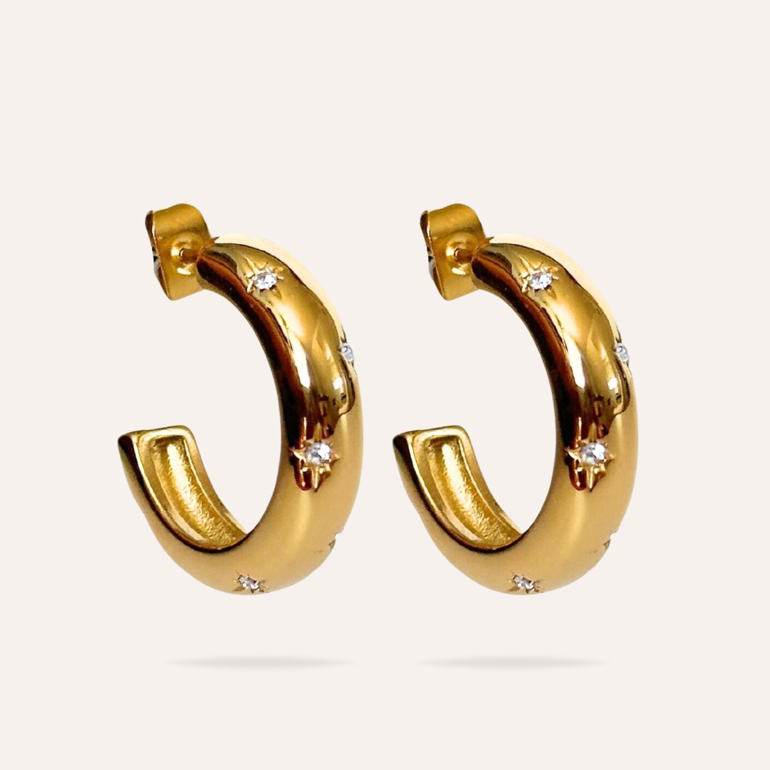 Esther | Boucles d'oreilles en acier inoxydable et zircons