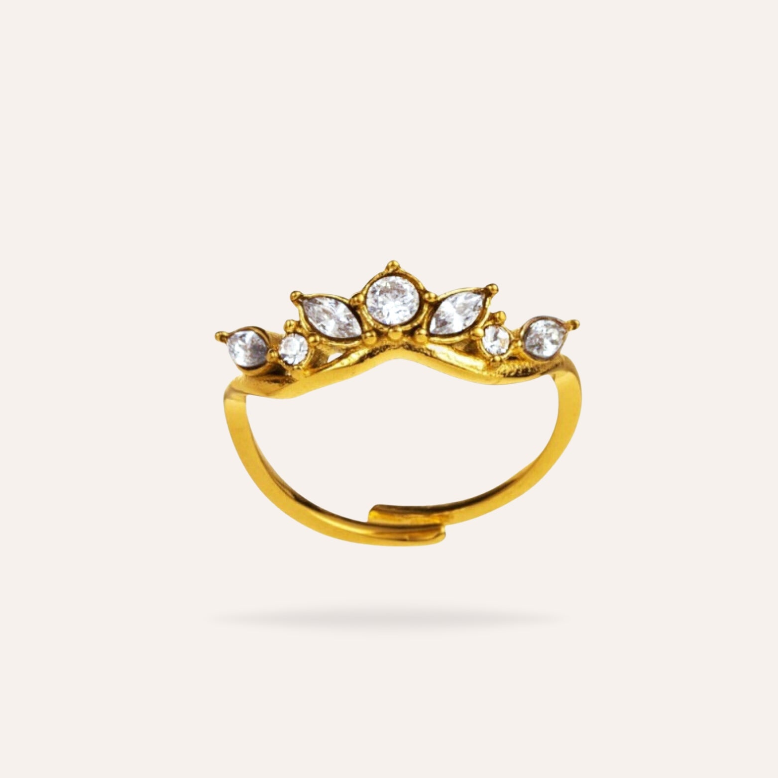 Fiona | Bague couronne en acier inoxydable et zircons