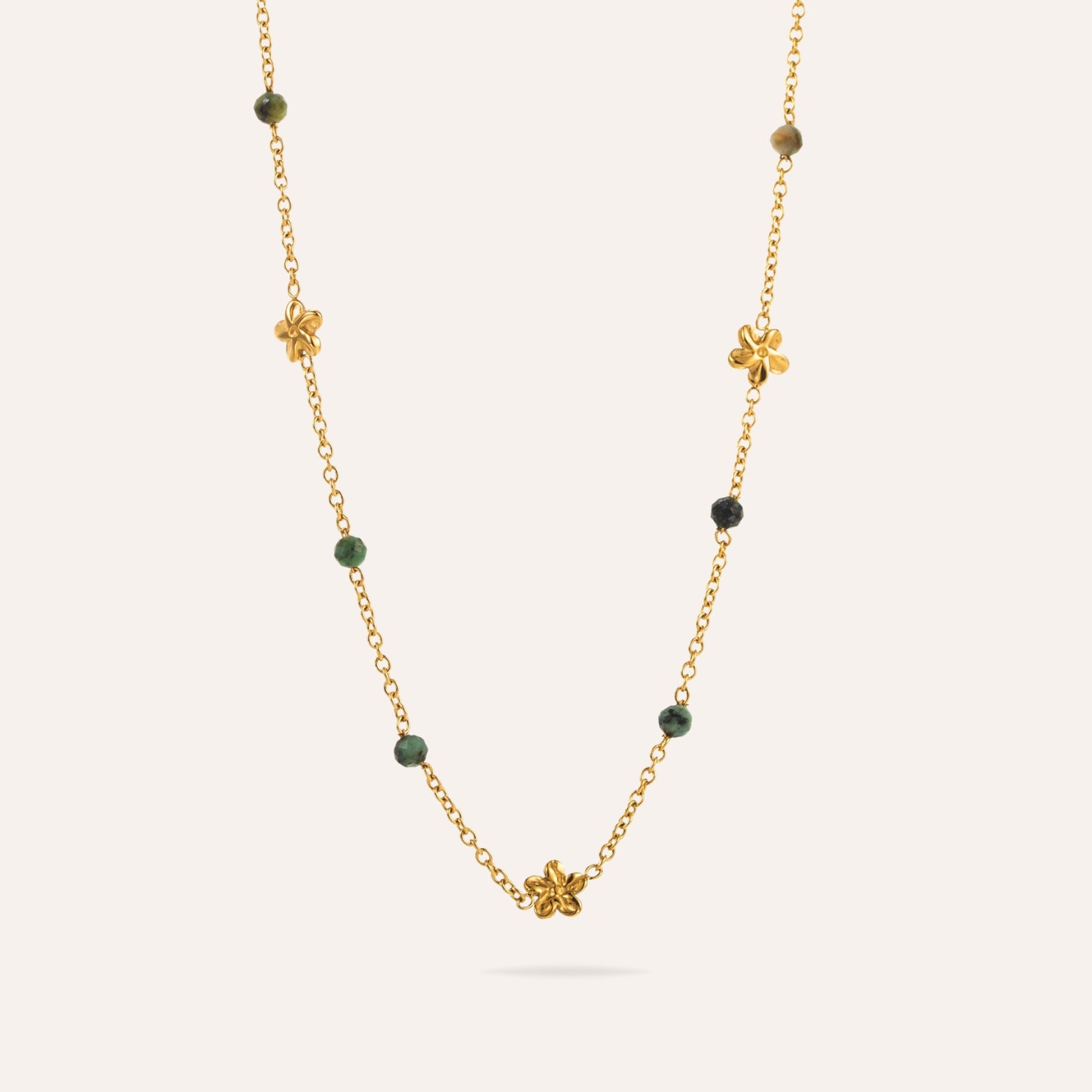 Fleur | Collier en acier inoxydable et perles