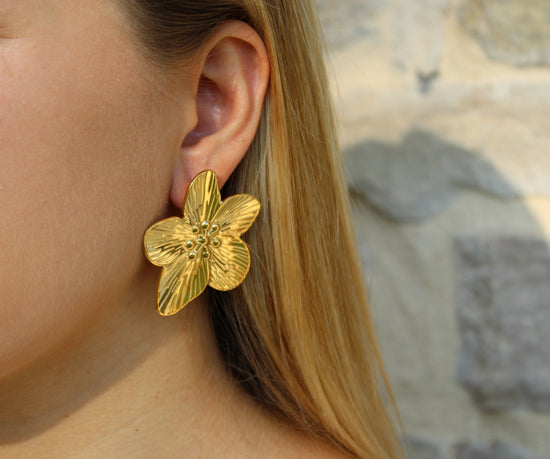 Flora | Boucles d'oreilles grosses fleurs en acier inoxydable