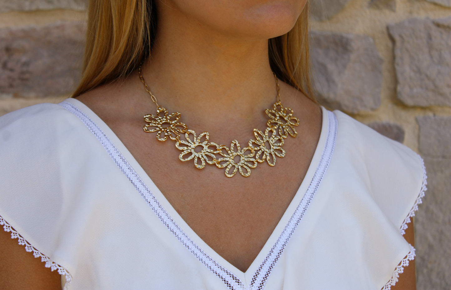 Floriane | Collier fleurs en acier inoxydable