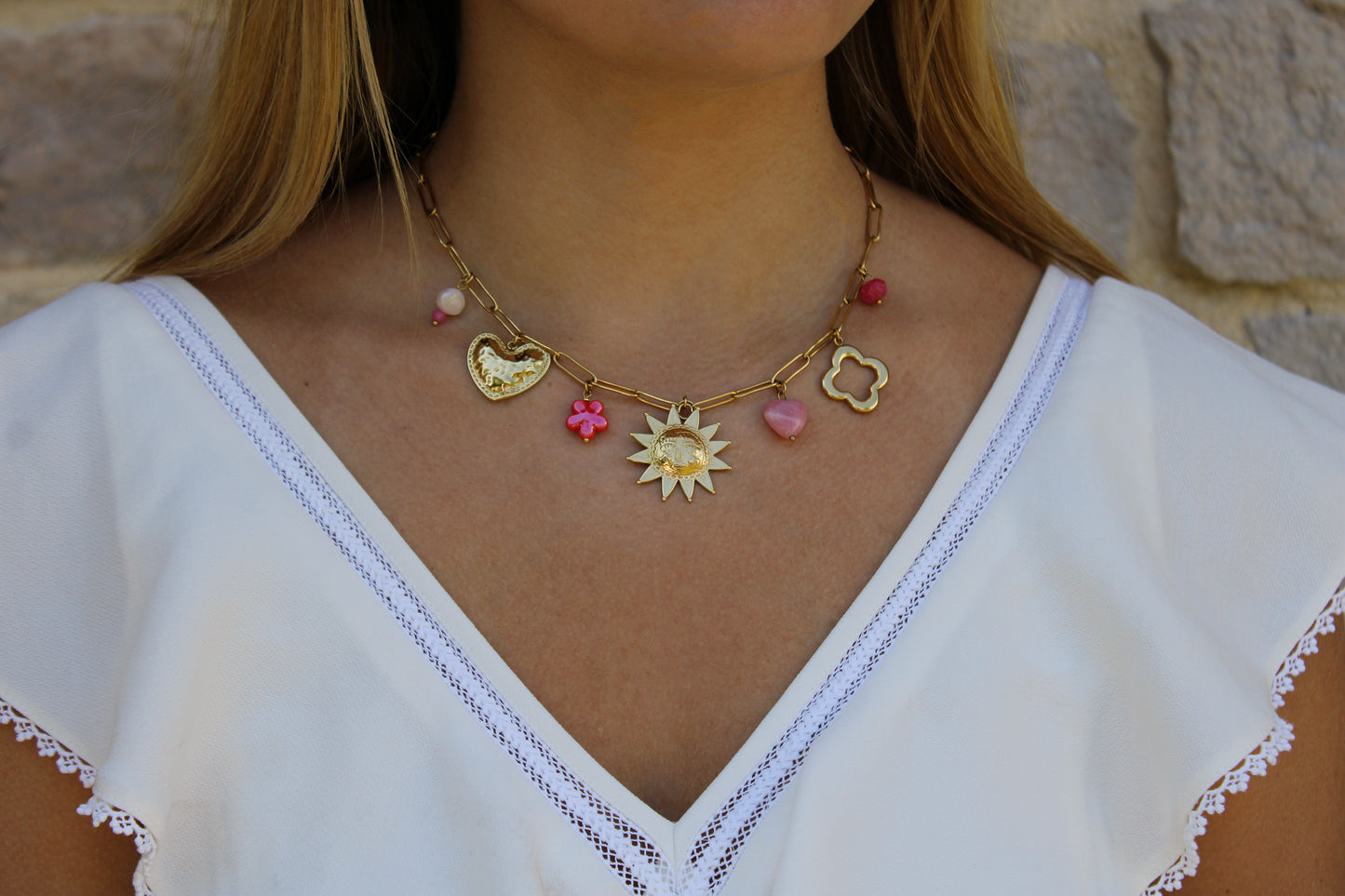 Giuseppa | Collier breloques en acier inoxydable