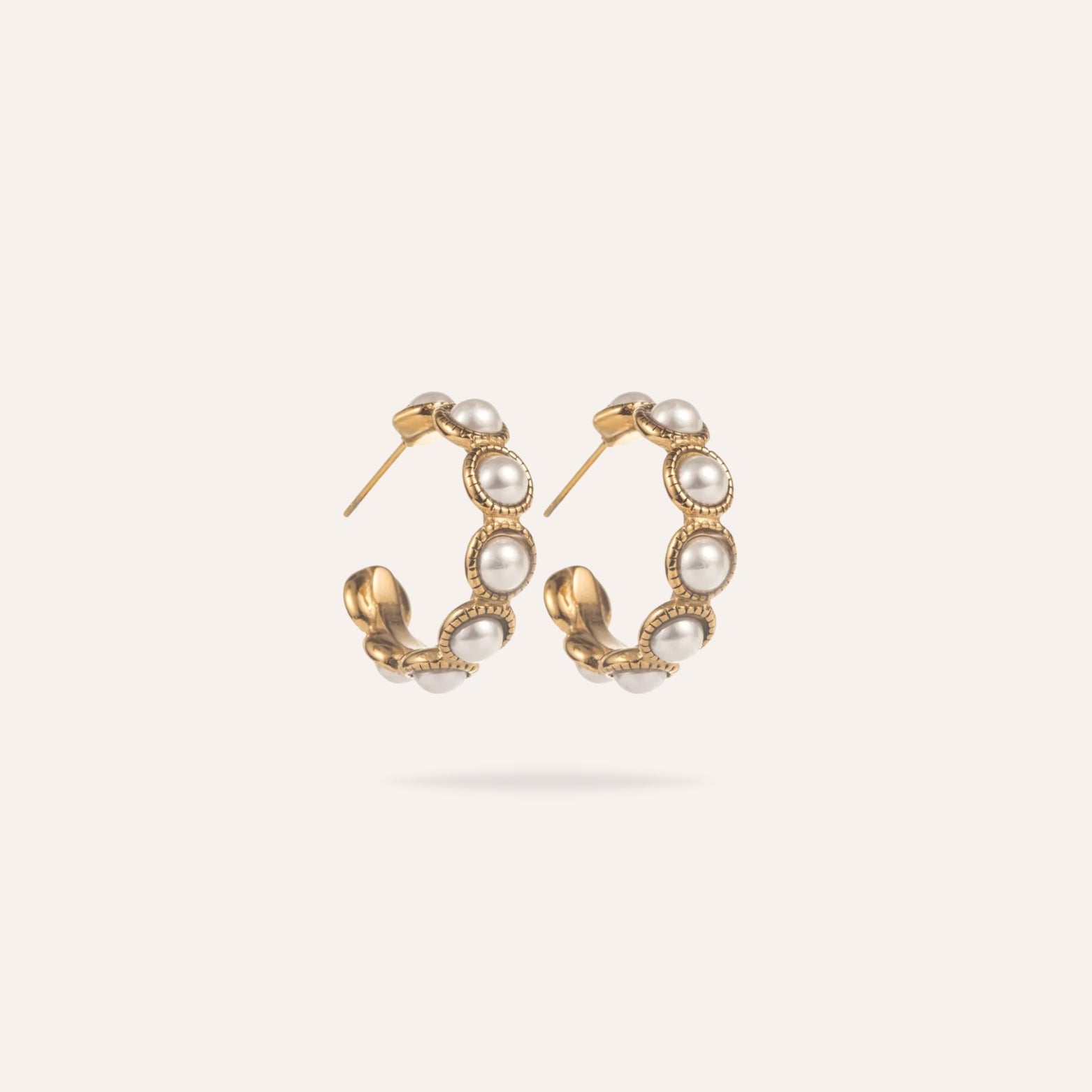 Hazel | Boucles d'oreilles créoles en acier inoxydable et pierre