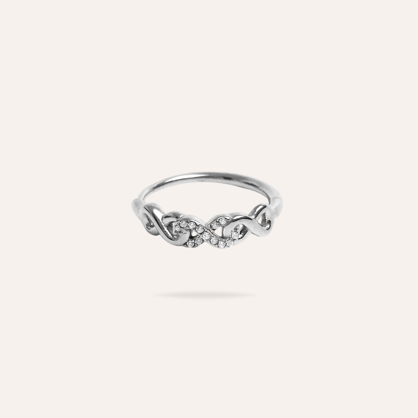 Infini | Bague en acier inoxydable et zircons