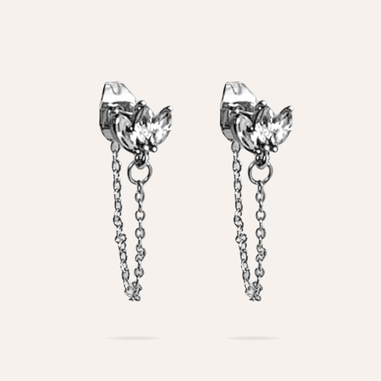 Iris | Boucles d'oreilles en acier inoxydable et zircons