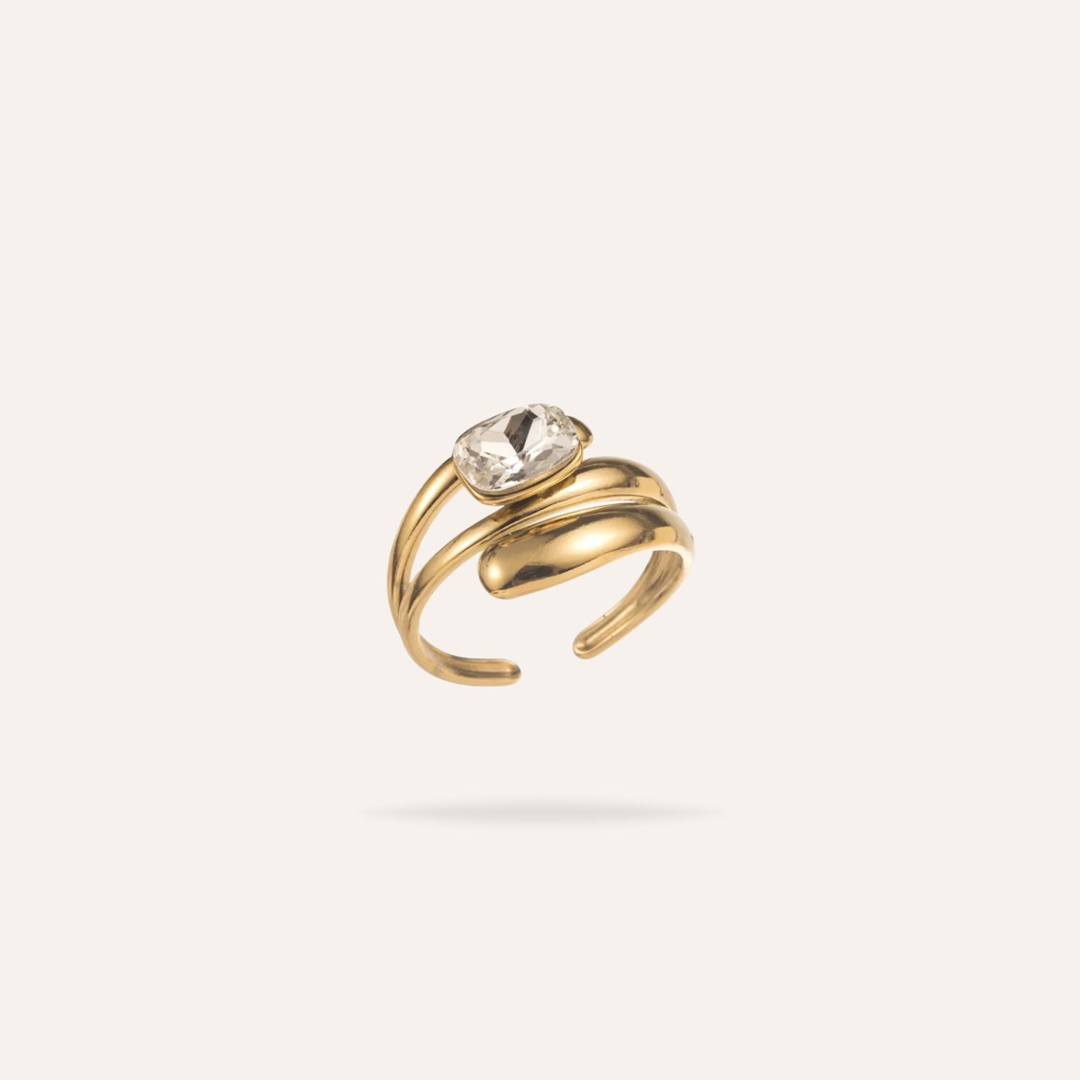 Iseult | Bague en acier inoxydable et zircons