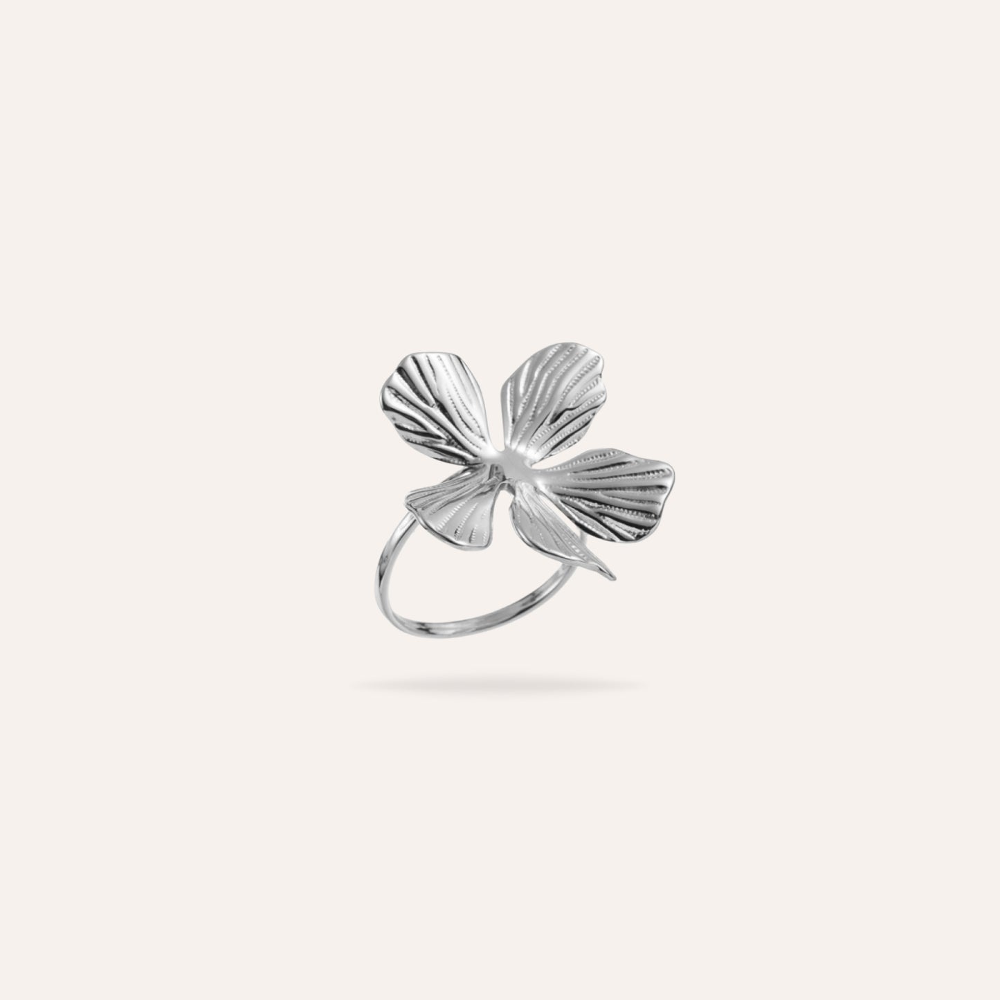 Ivy | Bague fleur en acier inoxydable