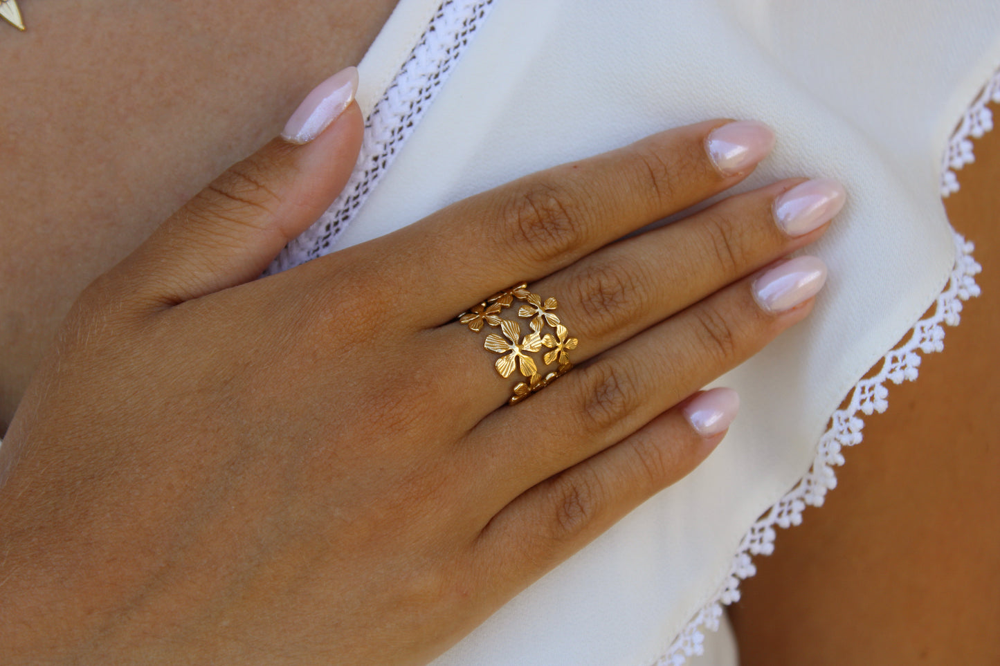Jacinthe | Bague fleurs en acier inoxydable