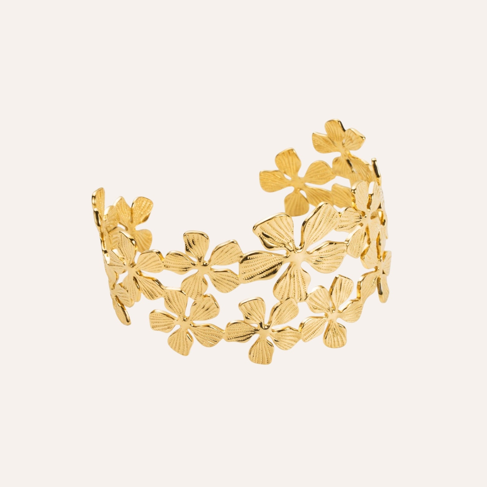 Jacinthe | Bracelet jonc fleurs en acier inoxydable