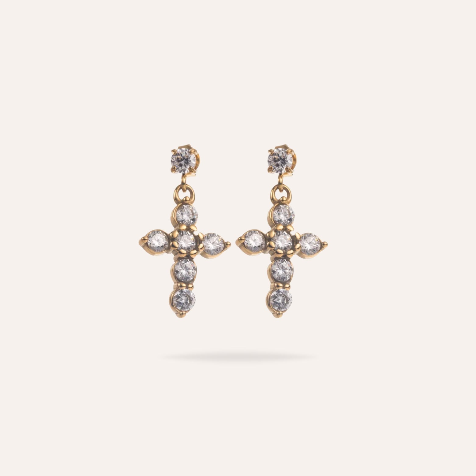 Jeanne | Boucles d'oreilles croix en acier inoxydable