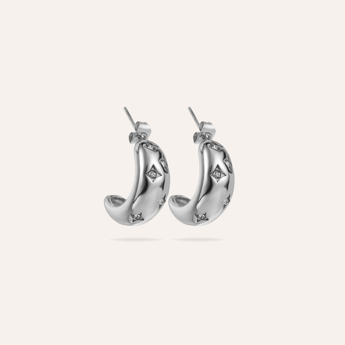 Joséphine | Boucles d'oreilles en acier inoxydable et zircons